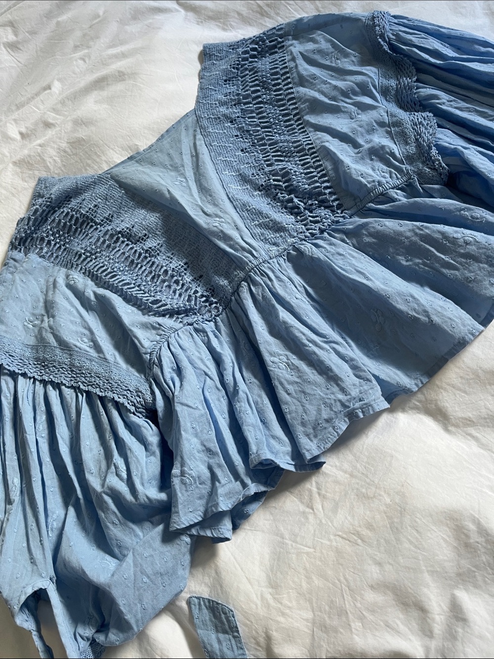 light blue Free People "Drive You Mad" blouse size medium peasant blouse - Picture 8 of 12